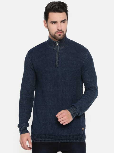 

Indian Terrain Men Navy Blue Solid Pullover