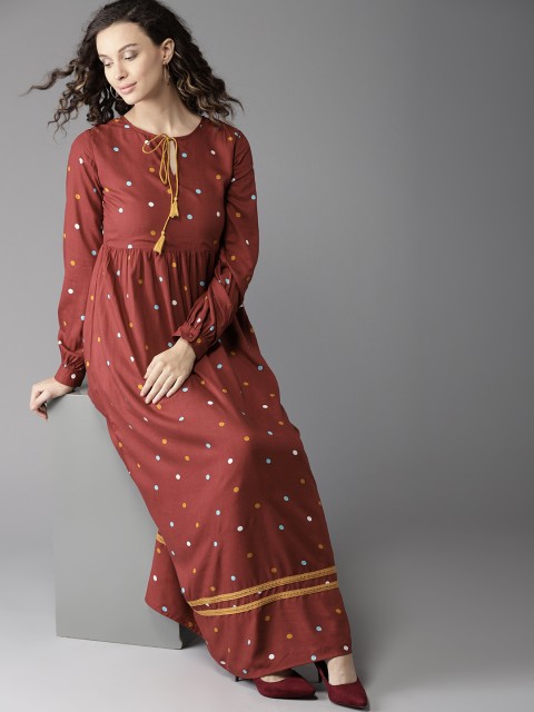 

Moda Rapido Women Maroon Printed Maxi Dress