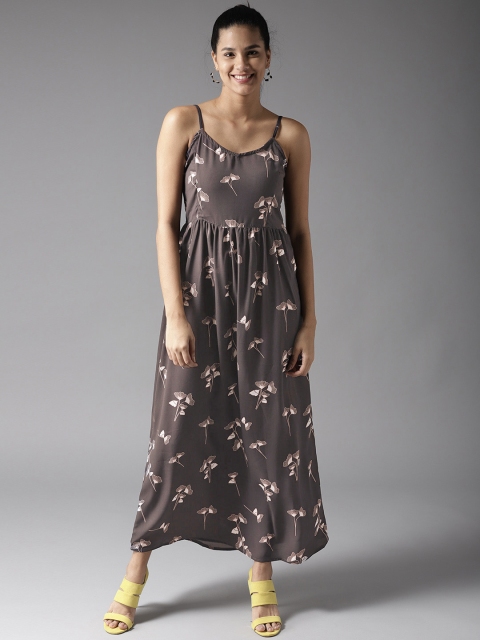 

Moda Rapido Women Grey & Off-White Printed Maxi Dress