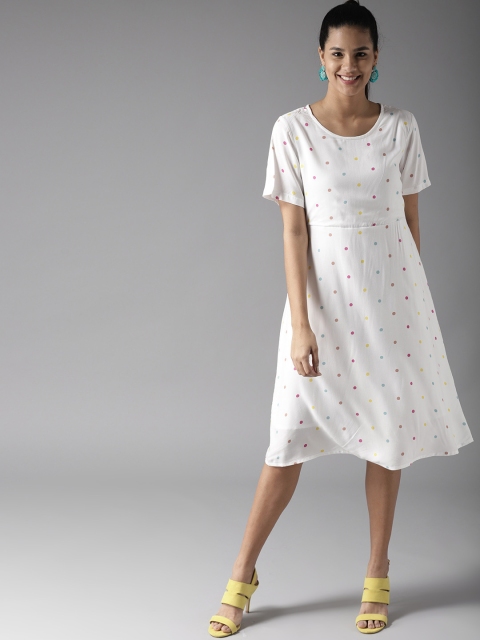 

Moda Rapido Women White Printed A-Line Dress