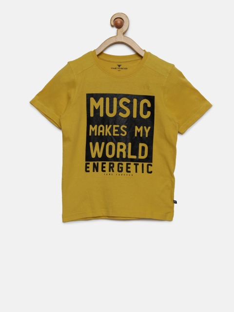 

Fame Forever by Lifestyle Boys Yellow Printed Round Neck T-shirt