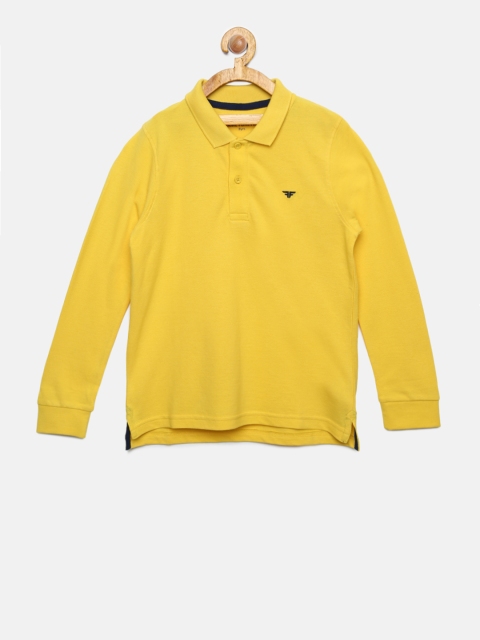 

Fame Forever by Lifestyle Boys Yellow Solid Polo Collar T-shirt