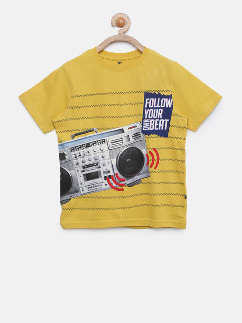 

Fame Forever by Lifestyle Boys Yellow Printed Round Neck T-shirt