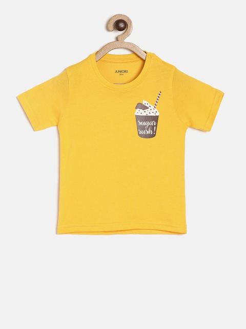 

Juniors by Lifestyle Boys Yellow Printed Round Neck T-shirt