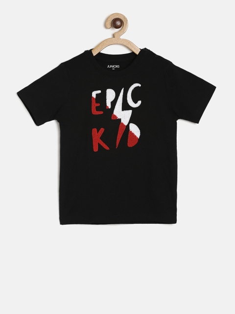 

Juniors by Lifestyle Boys Black Printed Round Neck T-shirt