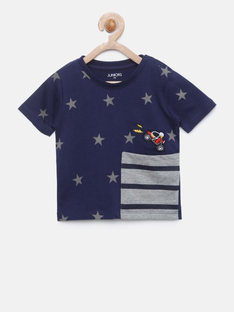 

Juniors by Lifestyle Boys Navy Blue Printed Round Neck T-shirt