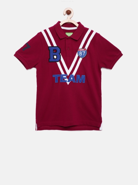 

Bossini Boys Maroon Printed RUGBY Polo Collar T-shirt