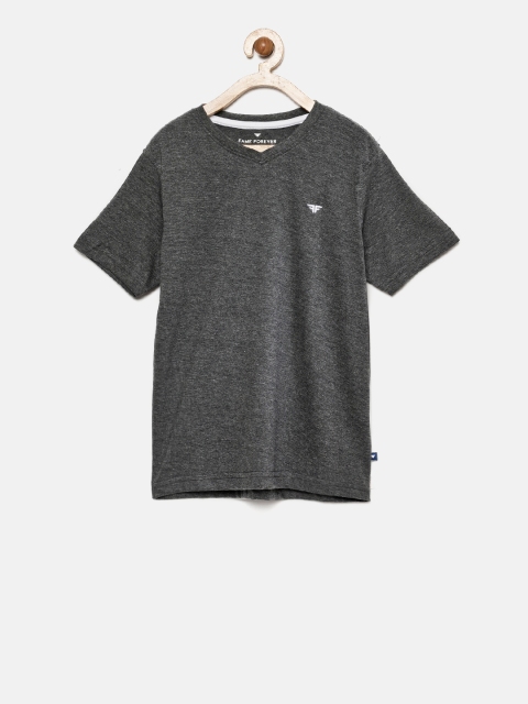 

Fame Forever by Lifestyle Boys Charcoal Grey Solid V-Neck T-shirt