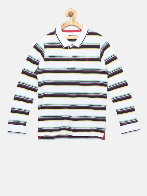 

Fame Forever by Lifestyle Boys White Striped Polo Collar T-shirt