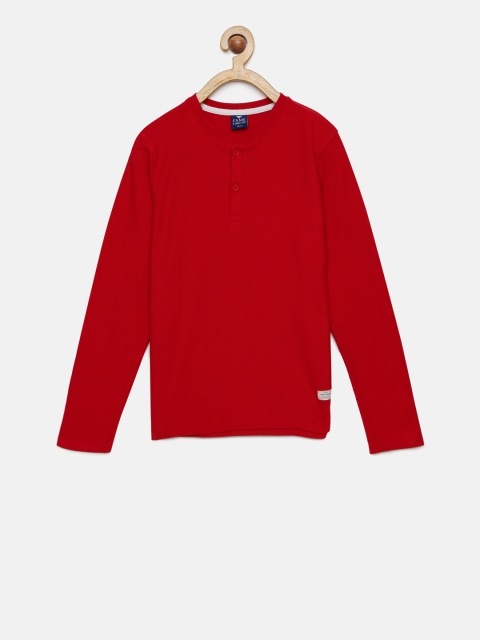 

Fame Forever by Lifestyle Boys Red Solid Henley Neck T-shirt