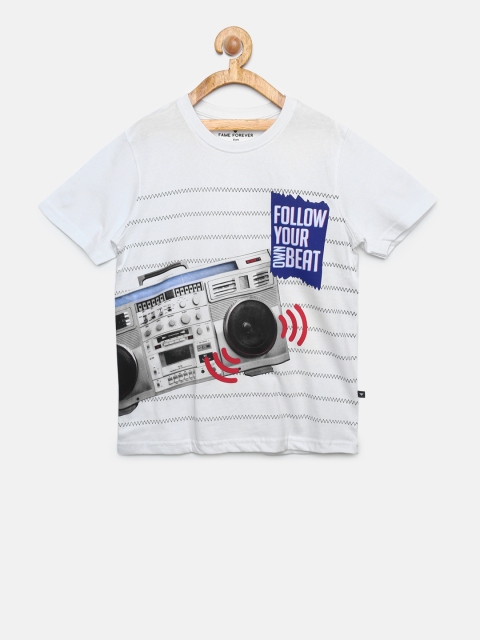 

Fame Forever by Lifestyle Boys White Printed Round Neck T-shirt