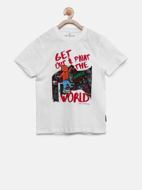 

Fame Forever by Lifestyle Boys White Printed Round Neck T-shirt