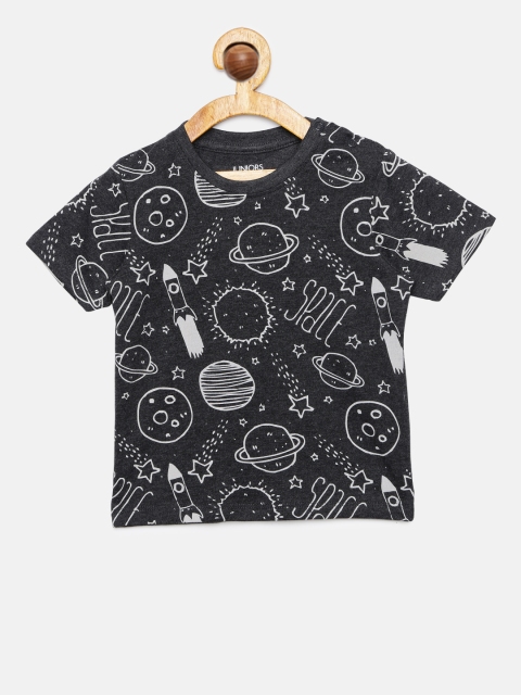 

Juniors by Lifestyle Boys Black Printed Round Neck T-shirt