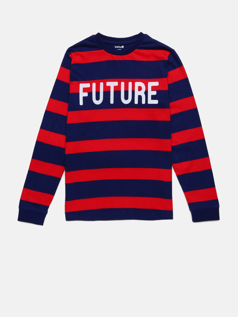 

Bossini Boys Red & Blue Striped Round Neck T-shirt