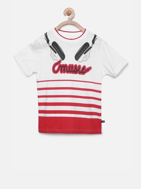 

Fame Forever by Lifestyle Boys White & Red Printed Round Neck T-shirt
