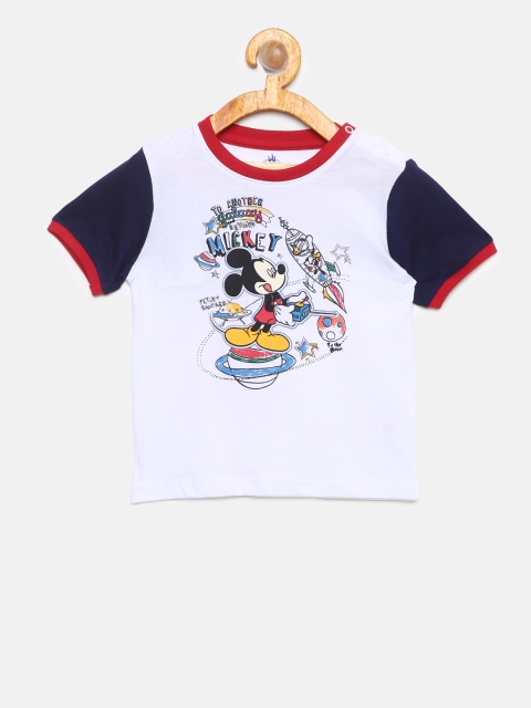 

Juniors by Lifestyle Boys White & Navy Blue Printed Round Neck T-shirt