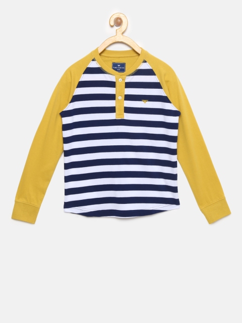 

Fame Forever by Lifestyle Boys Navy Blue Striped Henley Neck T-shirt