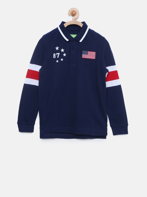 

Bossini Boys Navy Blue Printed Polo Collar T-shirt