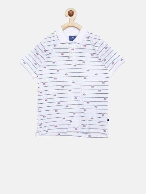 

Fame Forever by Lifestyle Boys White Striped Polo Collar T-shirt