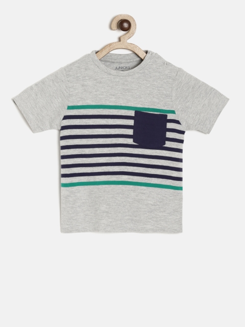 

Juniors by Lifestyle Boys Grey Melange Striped T-shirt