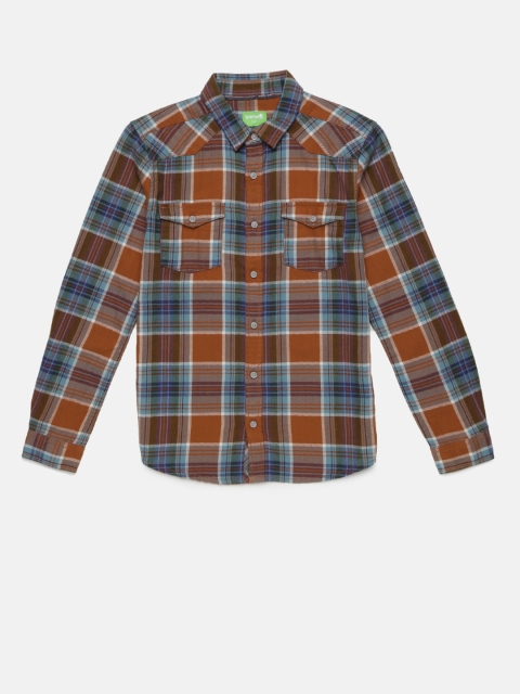 

Bossini Boys Red & Brown Regular Fit Checked Casual Shirt