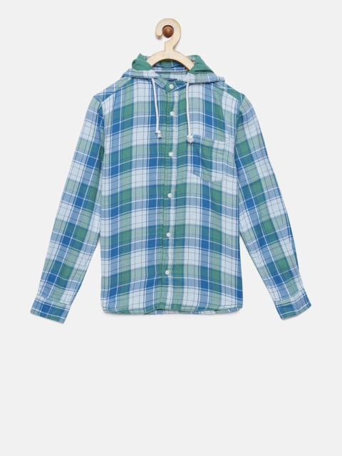 

Fame Forever by Lifestyle Boys Green & Blue Regular Fit Checked Casual Shirt