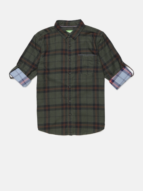 

Bossini Boys Green Regular Fit Checked Casual Shirt