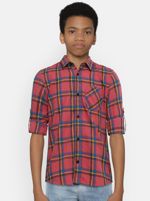 

Fame Forever by Lifestyle Boys Pink Regular Fit Checked Casual Shirt