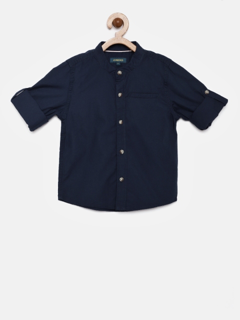 

Juniors by Lifestyle Boys Navy Blue Regular Fit Solid Casual Shirt