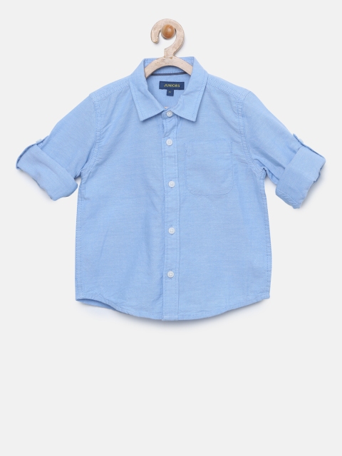 

Juniors by Lifestyle Boys Blue Regular Fit Solid Casual Shirt