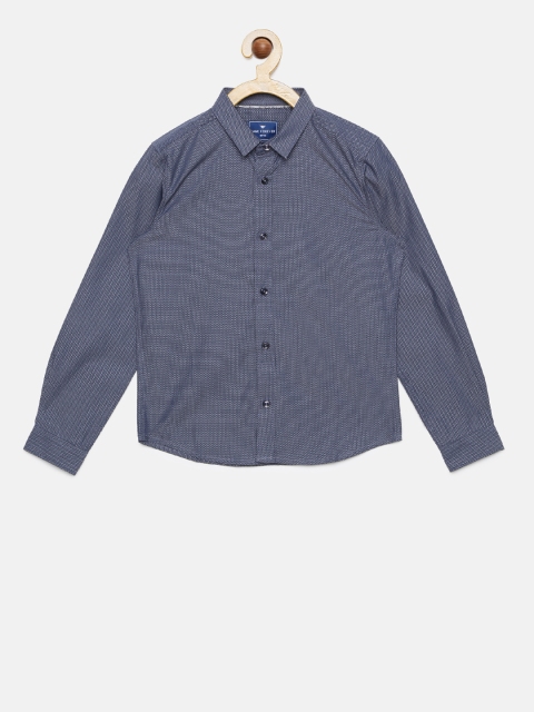 

Fame Forever by Lifestyle Boys Navy Blue Regular Fit Self Design Casual Shirt
