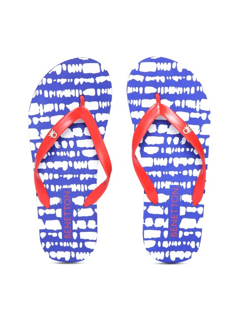 

United Colors of Benetton Men Red & Blue Printed Thong Flip-Flops
