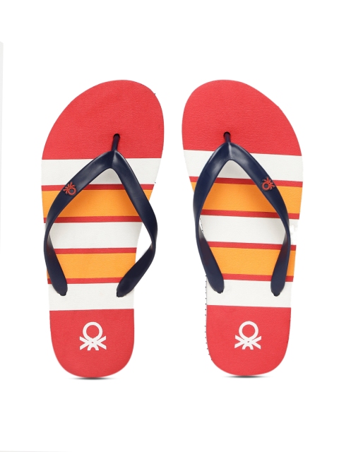 

United Colors of Benetton Men Navy Blue & Red Striped Thong Flip-Flops