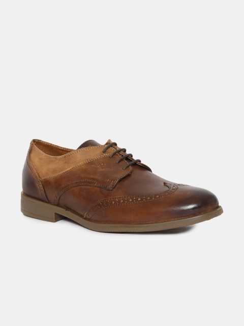 

Arrow Men Brown Solid Burnished Leather Derby Formal Shoes