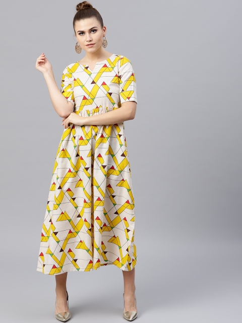 

GERUA Women Beige Printed Empire Dress