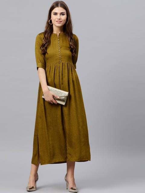 

GERUA Women Olive Green Solid Maxi Dress