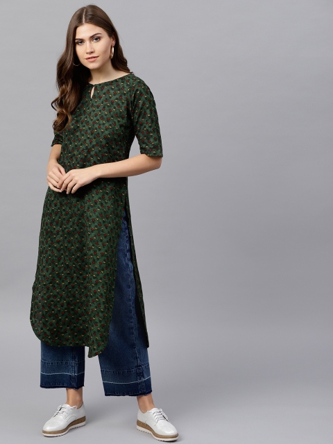 

GERUA Women Green Printed Straight Kurta