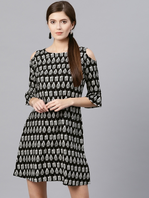 

GERUA Women Black Printed A-Line Dress