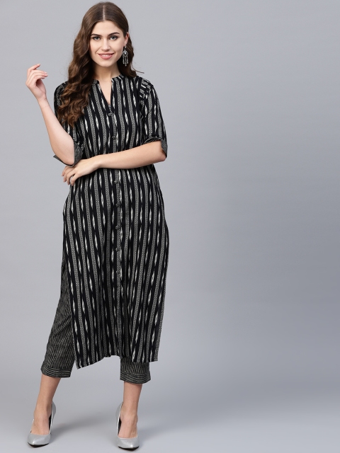 

GERUA Women Black & White Printed Kurta with Trousers