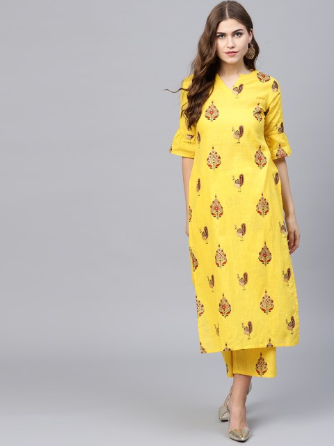 

GERUA Women Yellow Printed Kurta with Palazzos