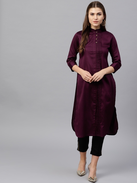 

GERUA Women Purple Solid Straight Kurta