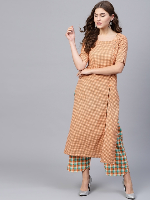 

GERUA Women Orange & Green Printed Kurta with Palazzos