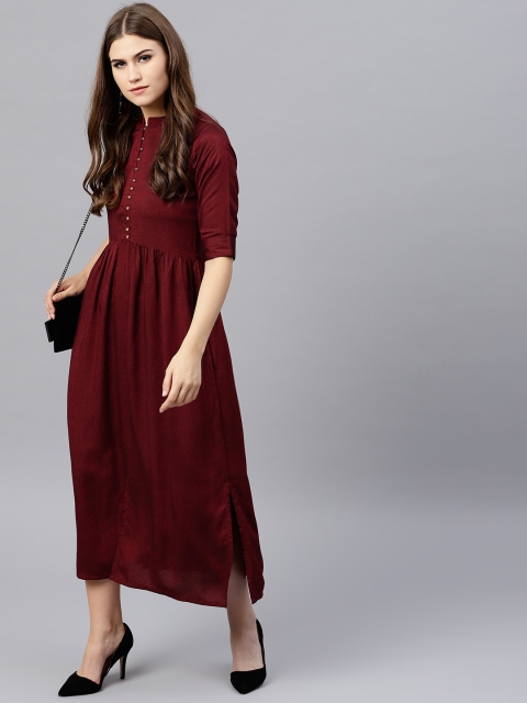 

GERUA Women Maroon Solid Maxi Dress