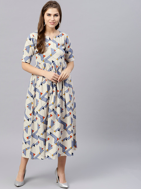 

GERUA Women Off-White Printed Empire Dress