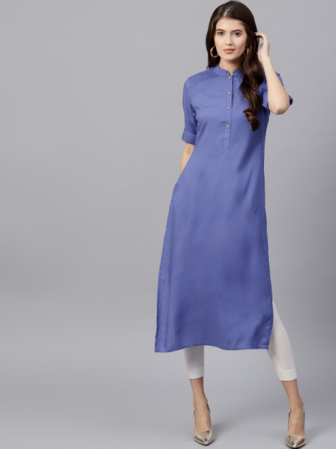 

GERUA Women Blue Solid Straight Kurta