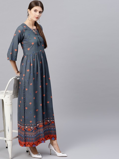 

GERUA Women Grey Printed Maxi Dress