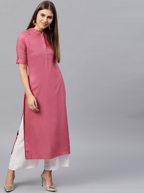 

GERUA Women Pink Solid Straight Kurta
