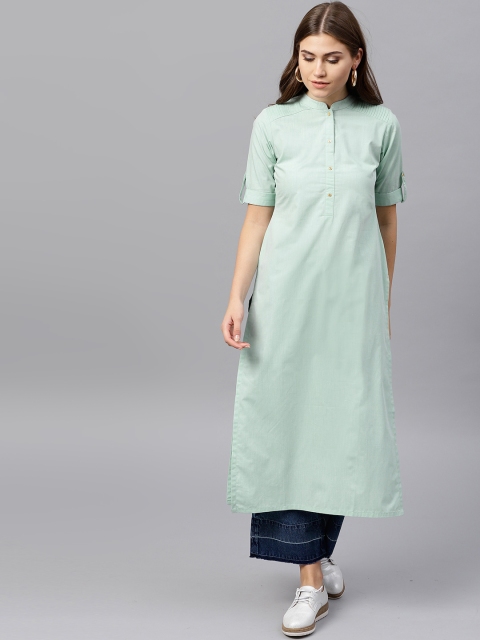 

GERUA Women Sea Green Solid Straight Kurta