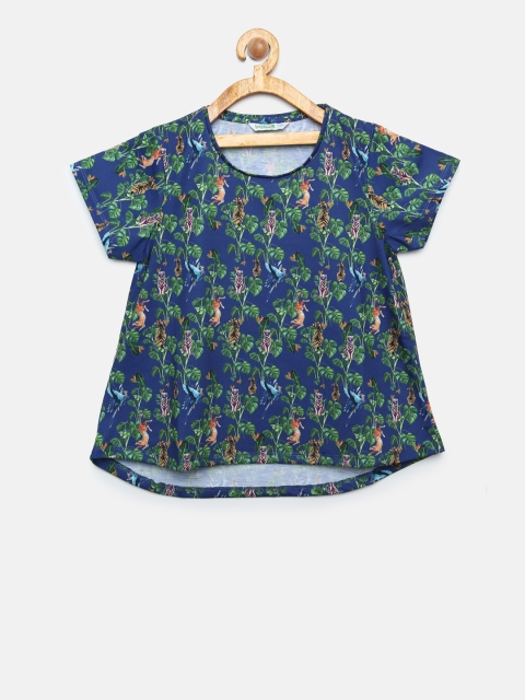 

Bossini Girls Navy Blue Printed Top