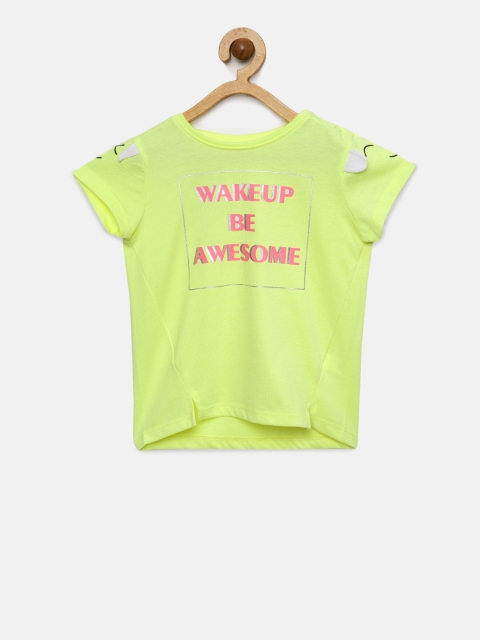 

Juniors by Lifestyle Girls Yellow Printed Round Neck T-shirt